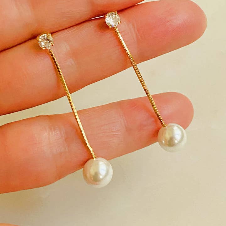 Dangling Pearl Earring for wholesale by Ellison+Young