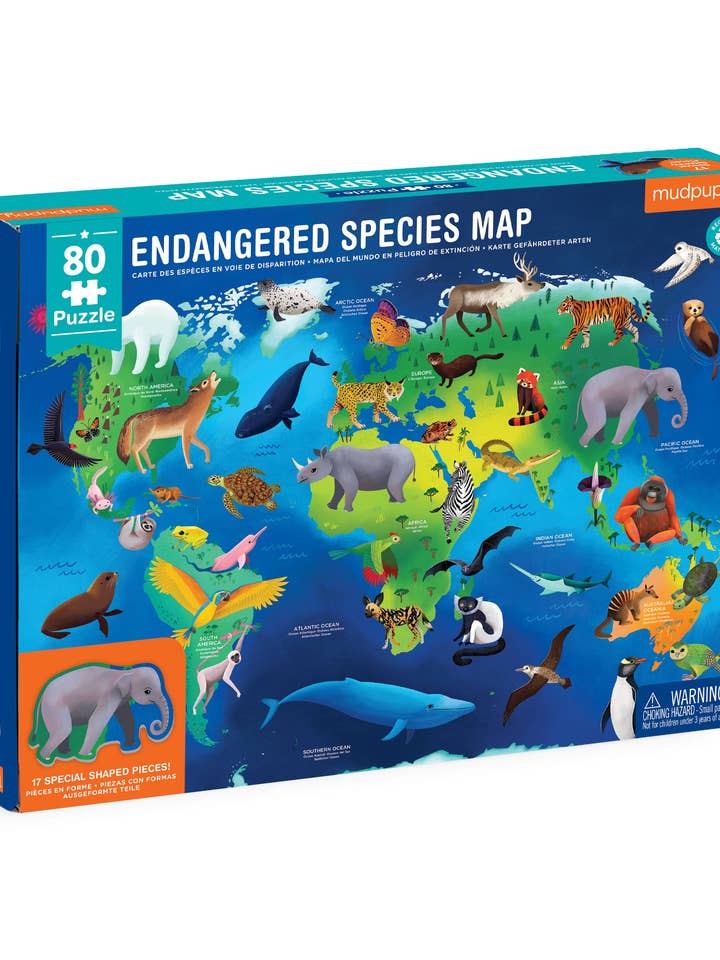 Endangered Species Around the World 80 pc Geography Puzzle for wholesale by Chronicle Books