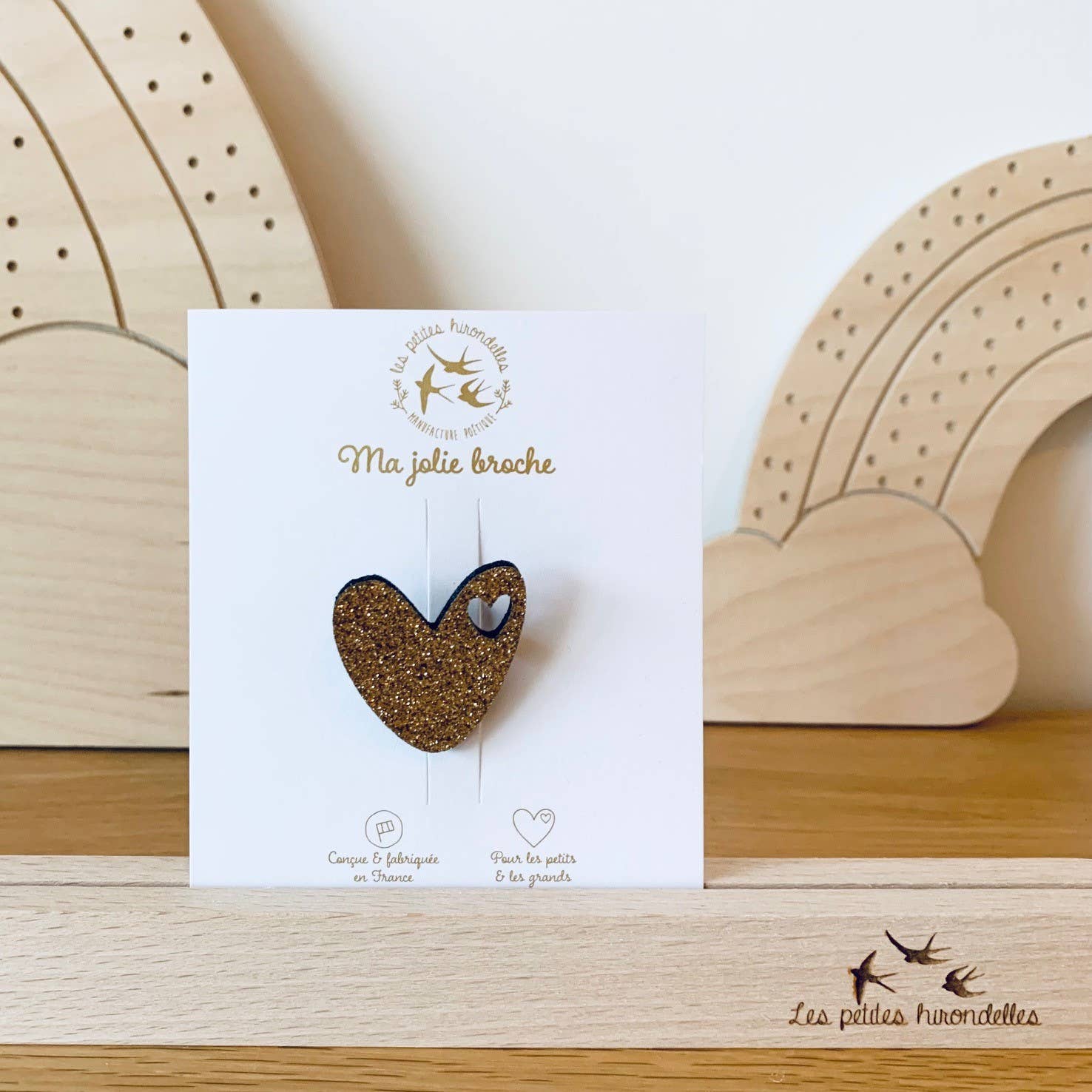 Les Petites Hirondelles - Wholesale Brooch - Glitter brooch - Heart0