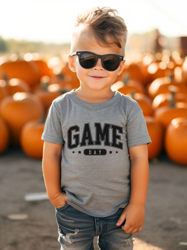 Game DAy Gray Short SLeeve Tee for Boys or Girls for wholesale by Initial Request