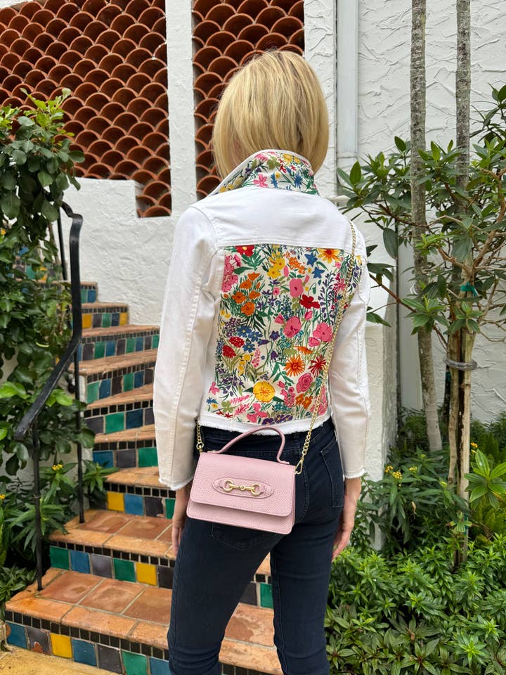 Stacy Bradley Design - Wholesale Denim Jacket - Women's - The White Denim Jacket / Field of Flowers2