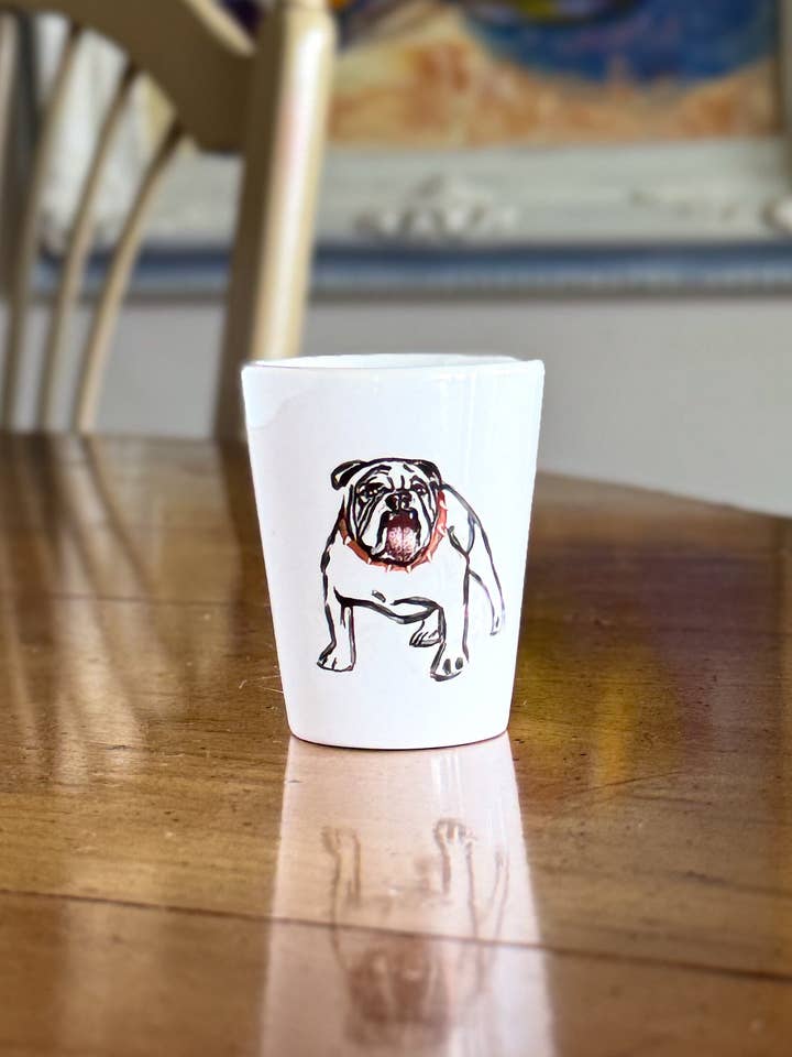 Verre à shot Georgia Bulldog pour la vente par Mona H Paintings