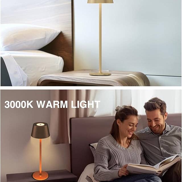 LivingTaste Home Inc - Wholesale Accent/Desk Lamp - 2-Pack Cordless 5000mAh Rechargeable LED Table Gold Lamp