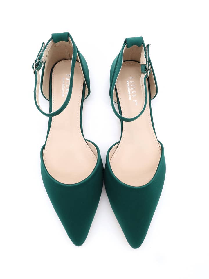 Kailee P. - Wholesale Flats - Women's - Satin Pointy Toe Flats with Ankle Strap56