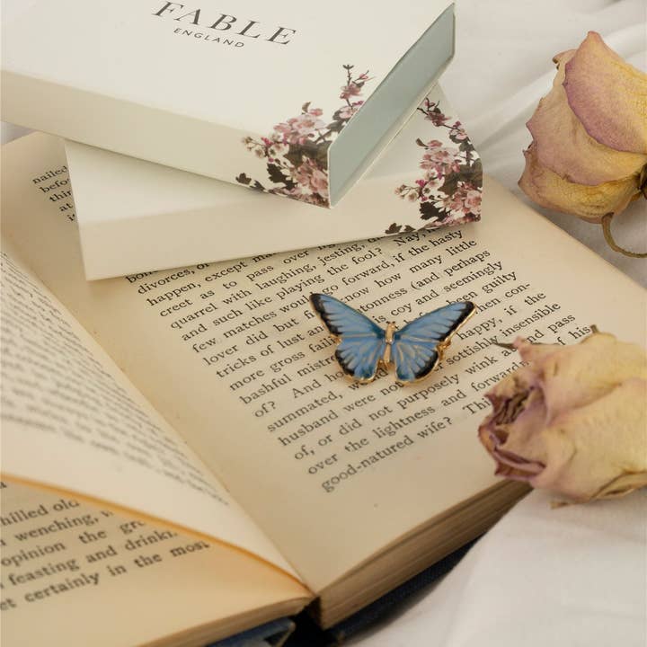 Fable England - Wholesale Brooch - FABLE Enamel Blue Butterfly Brooch1