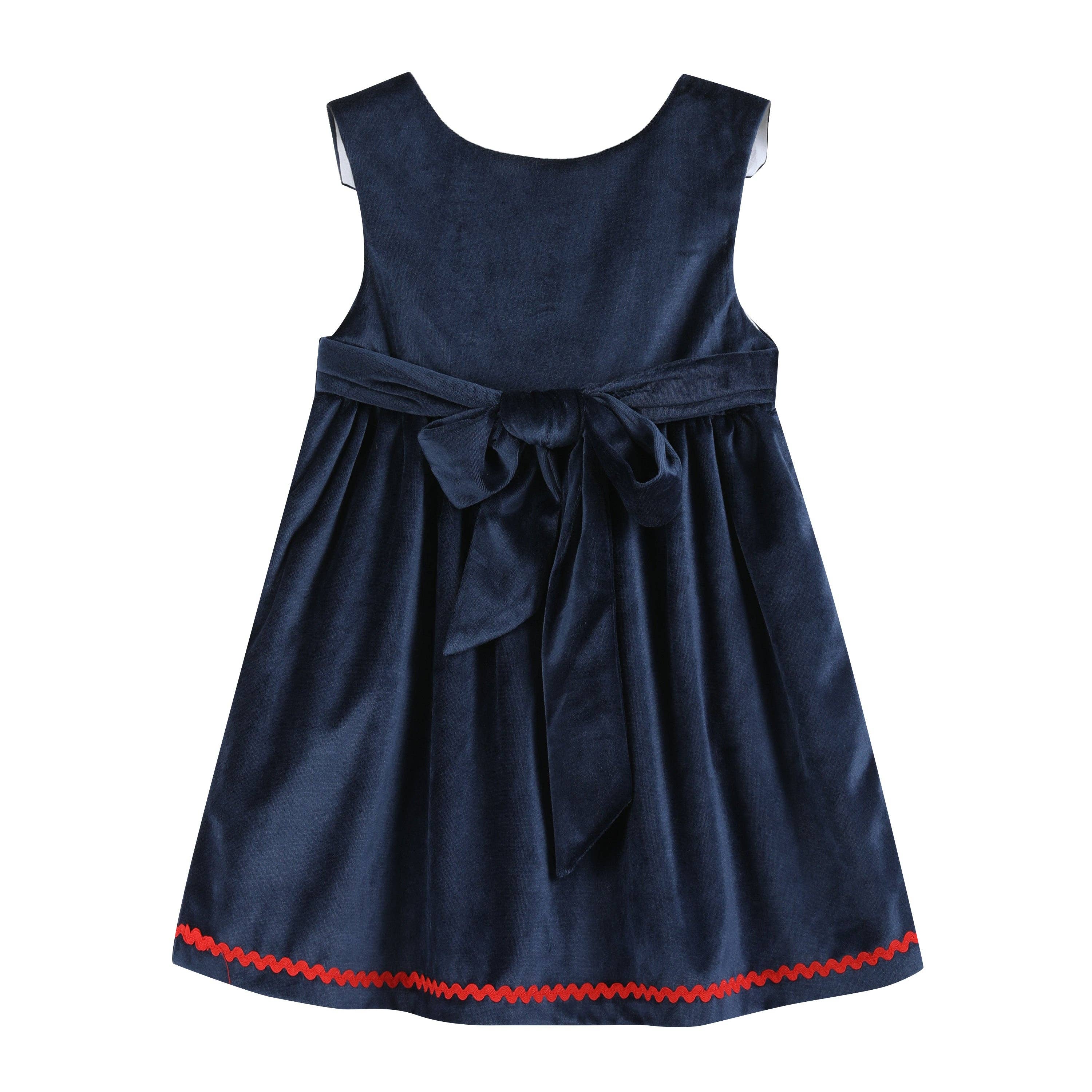 Lil Cactus – wholesale Dress – Kids – Navy Blue Velvet Santa Christmas Jumper Dress1