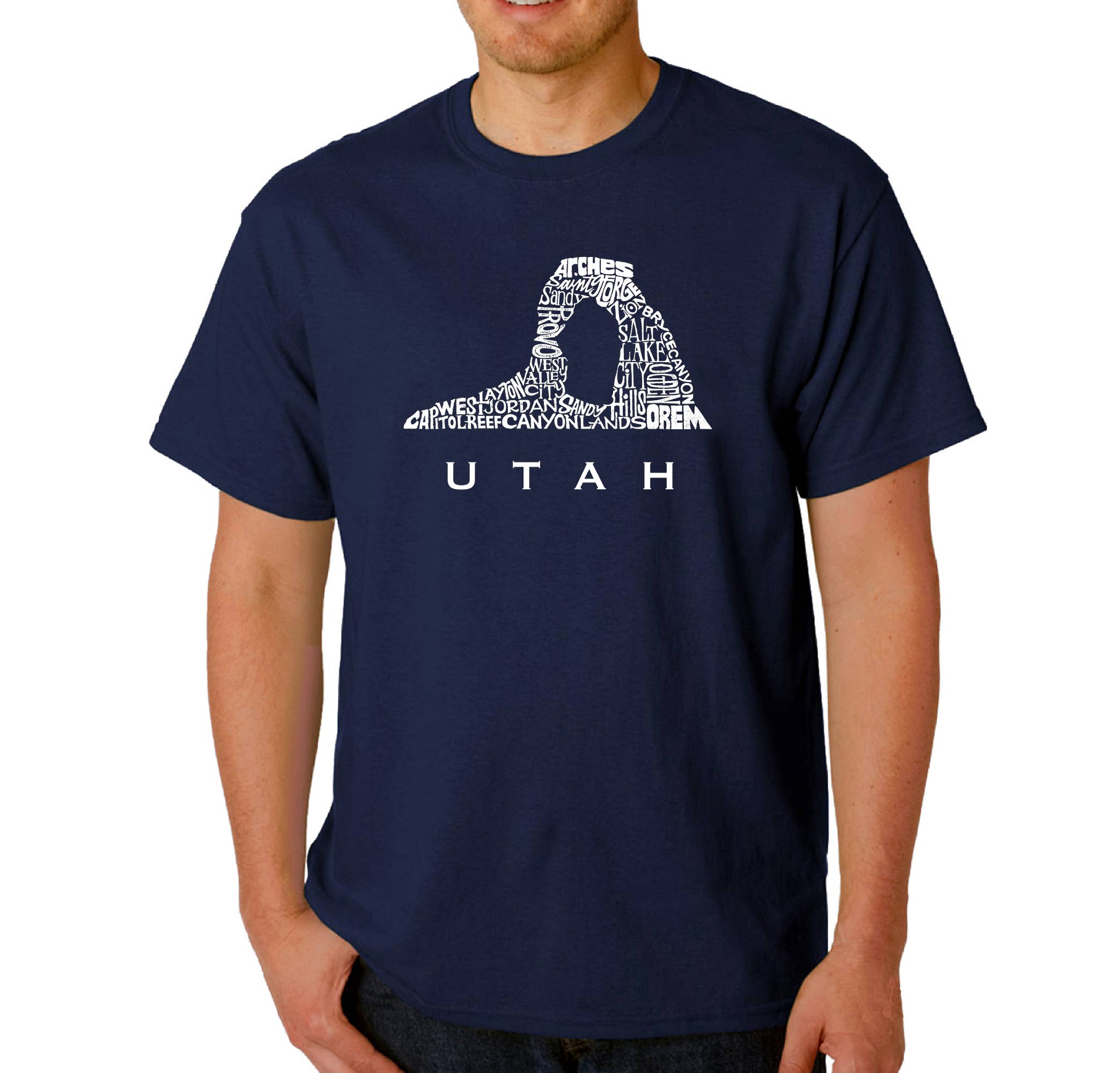 LA Pop Art - Wholesale Screen Printed T-Shirt - Men's - LA Pop Art Men's Word Art T-shirt - Utah1