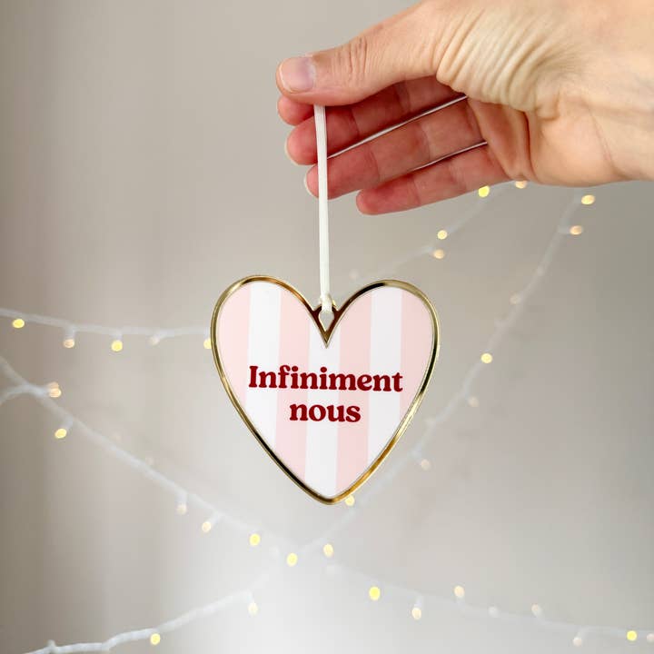 Print Your Love - Wholesale Christmas Decoration - Striped heart Christmas bauble3