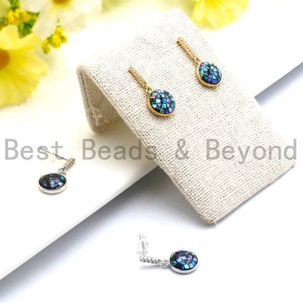 BestBeads&Beyond - Wholesale Individuele bedel/hanger - 100% natuurlijke HOT PINK Shell ronde pendand in goud/zilveren afwerking, fuchsia roze schelp bedelhanger, schelpbevindingen, 10x12mm, SKU #Z3232