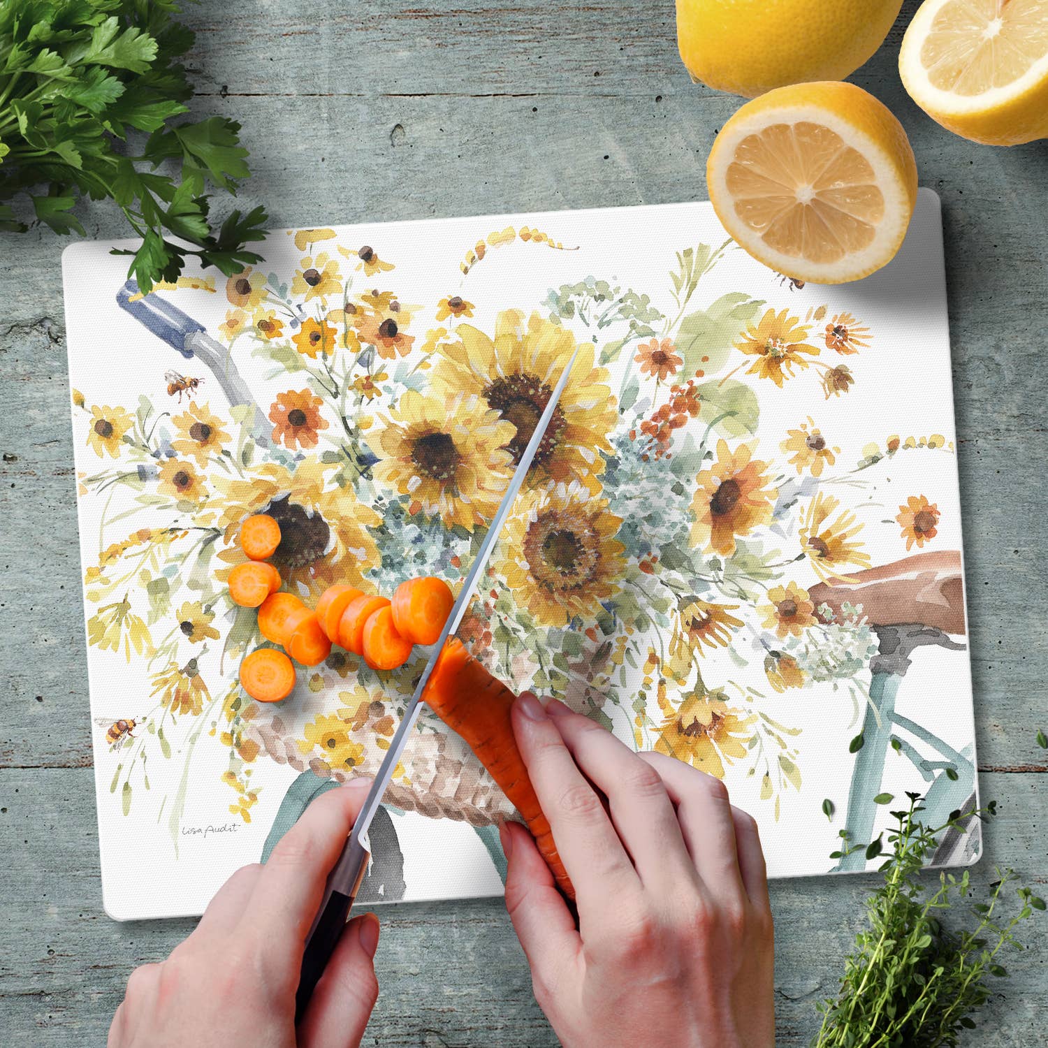 CounterArt/Highland Home/Thirstystone/CoasterStone – Großhandel Schneidebretter – Sunflowers Forever Schneidebrett aus gehärtetem Glas, 25,4 x 8"3