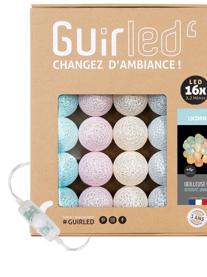 Bolas LED de algodón con forma de guirnalda clásica con diseño de unicornio para venta al por mayor de Guirled