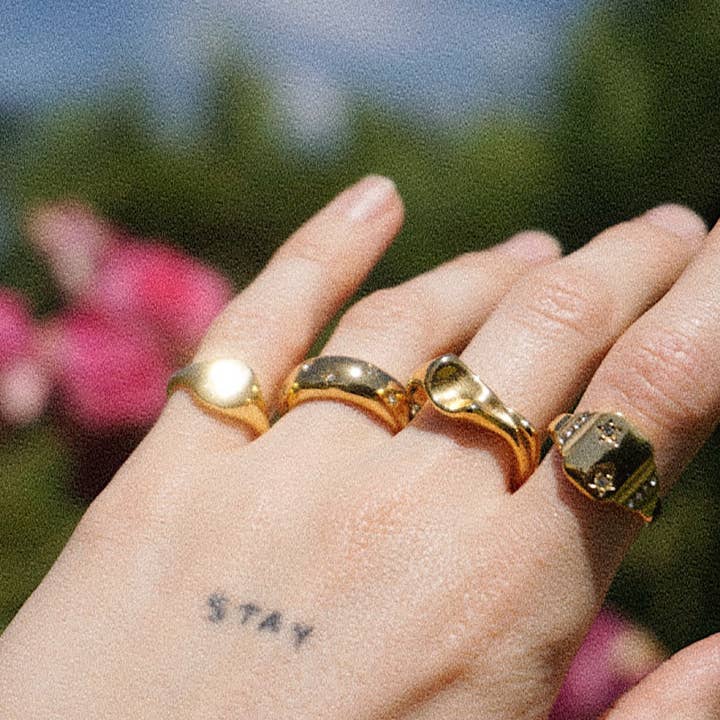 Rue Roosevelt - Wholesale Band/stacked ring - 18k Gold Plated Molten Ring5