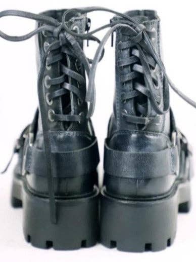 Only Partners - Vendita all'ingrosso Anfibi/stivali militari - Donna - Stivale biker retrò nero Claire2