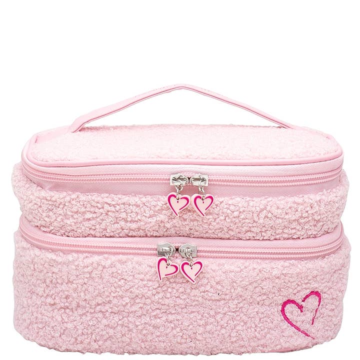 BEAUTY CREATIONS COSMETIC HANDLE ZIPPER POUCH , BCFCBP PINK for wholesale by JOIA ACCESSORIES