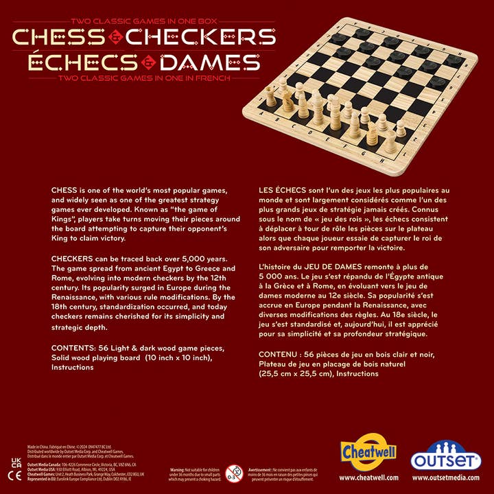 Outset Games and Cobble Hill Puzzles - Wholesale Board Game - CHESS & CHECKERS - Two Timeless Strategy Games in One Box1