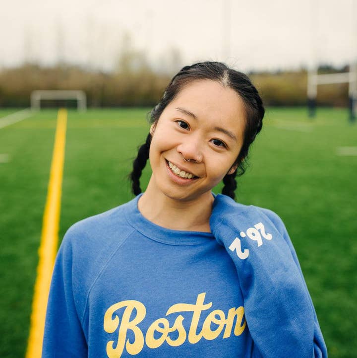 Heather Royal Blue Boston Sweatshirt for wholesale on Faire6