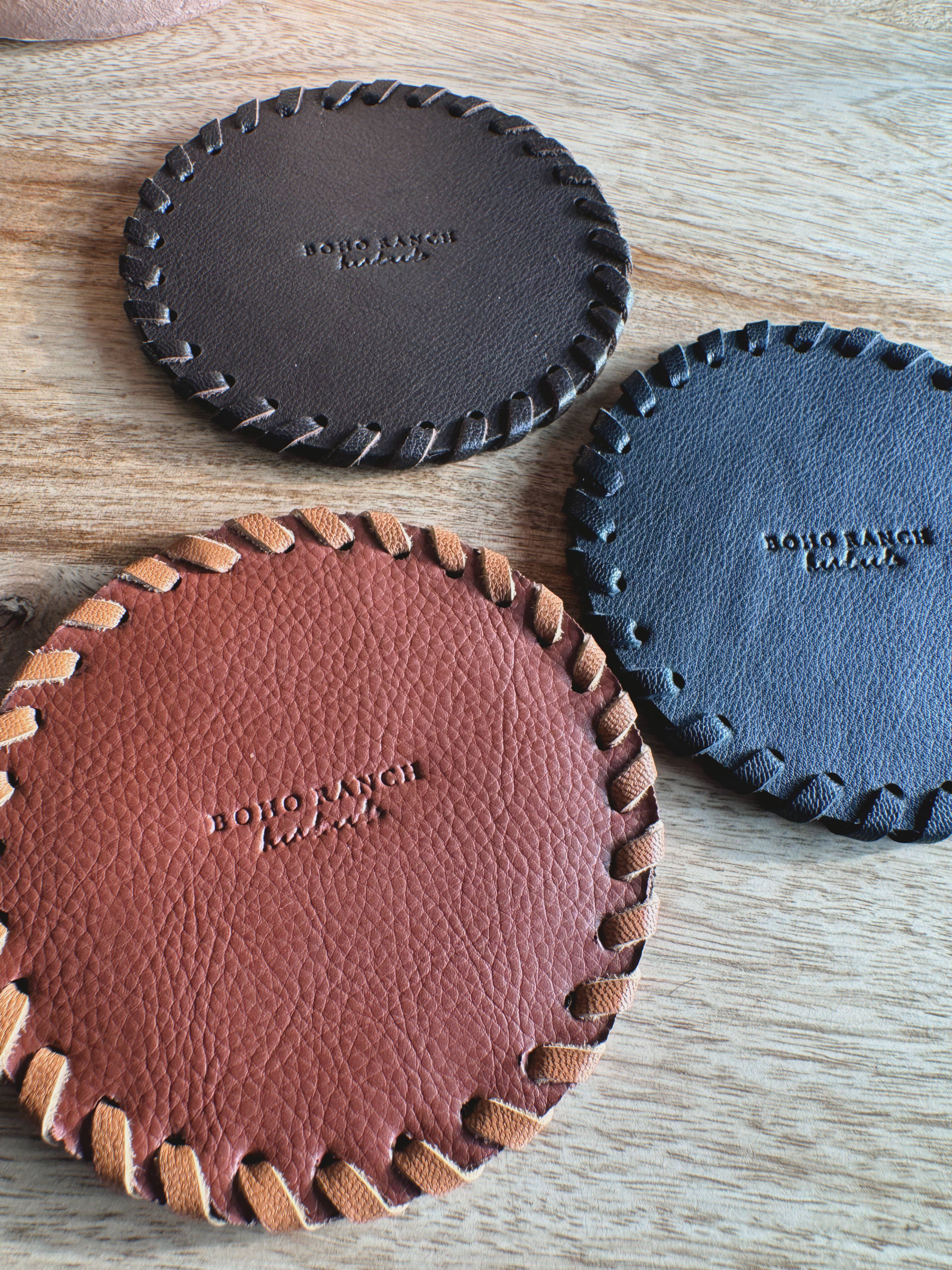Boho Ranch Shop - Wholesale Coasters - Genuine Cowhide Leather Coasters P| Western Hair-On Hide2