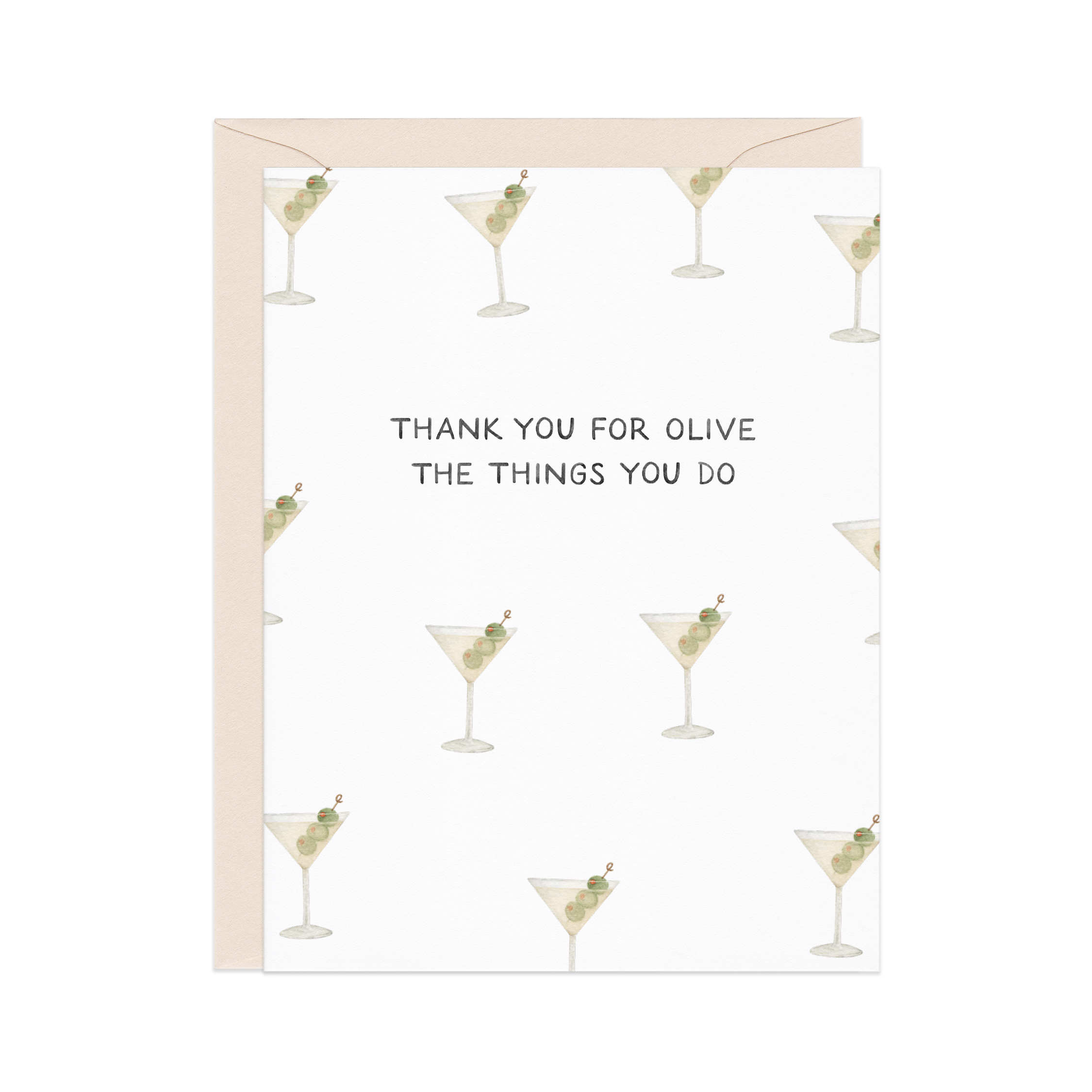 Amy Zhang - Wholesale Thank You Card - Olive The Things Martini — Cocktail Pun Thanks Card1