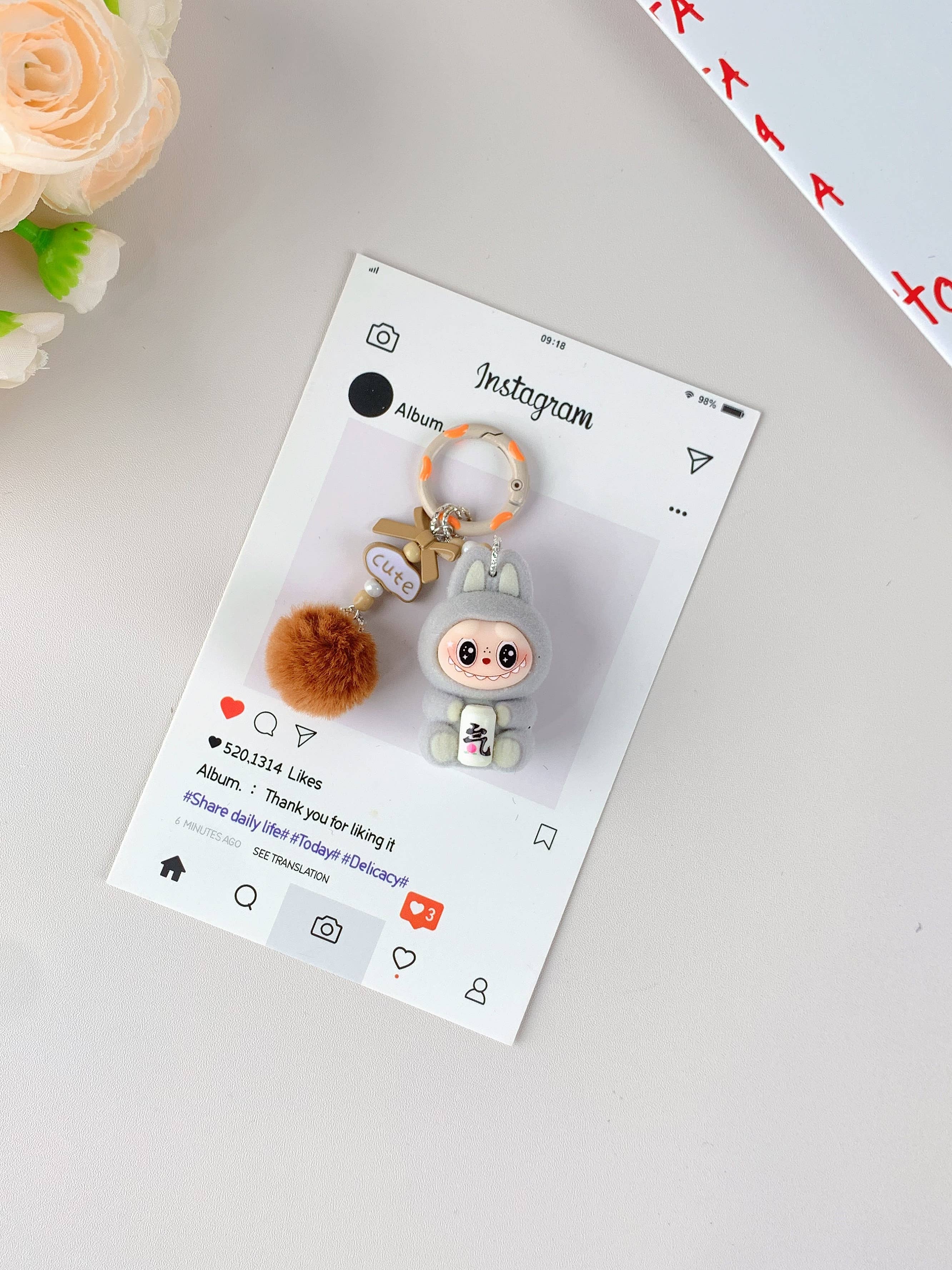 Lilyrosy（Duty free) - Wholesale Keychain – Women's - Labubu style Cute Keychain for Girls,Car Key Accessory6