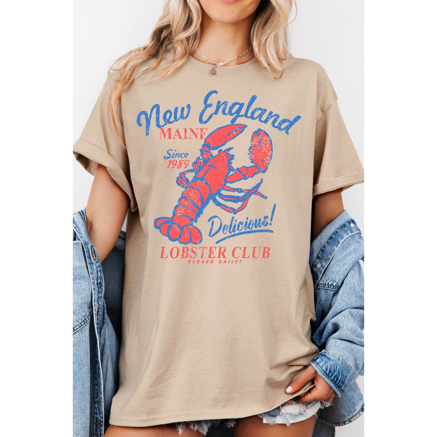 Amused by Blue - Wholesale T-Shirt (Graphic) - Women's - New England Lobster Club Short Sleeve T Shirt8