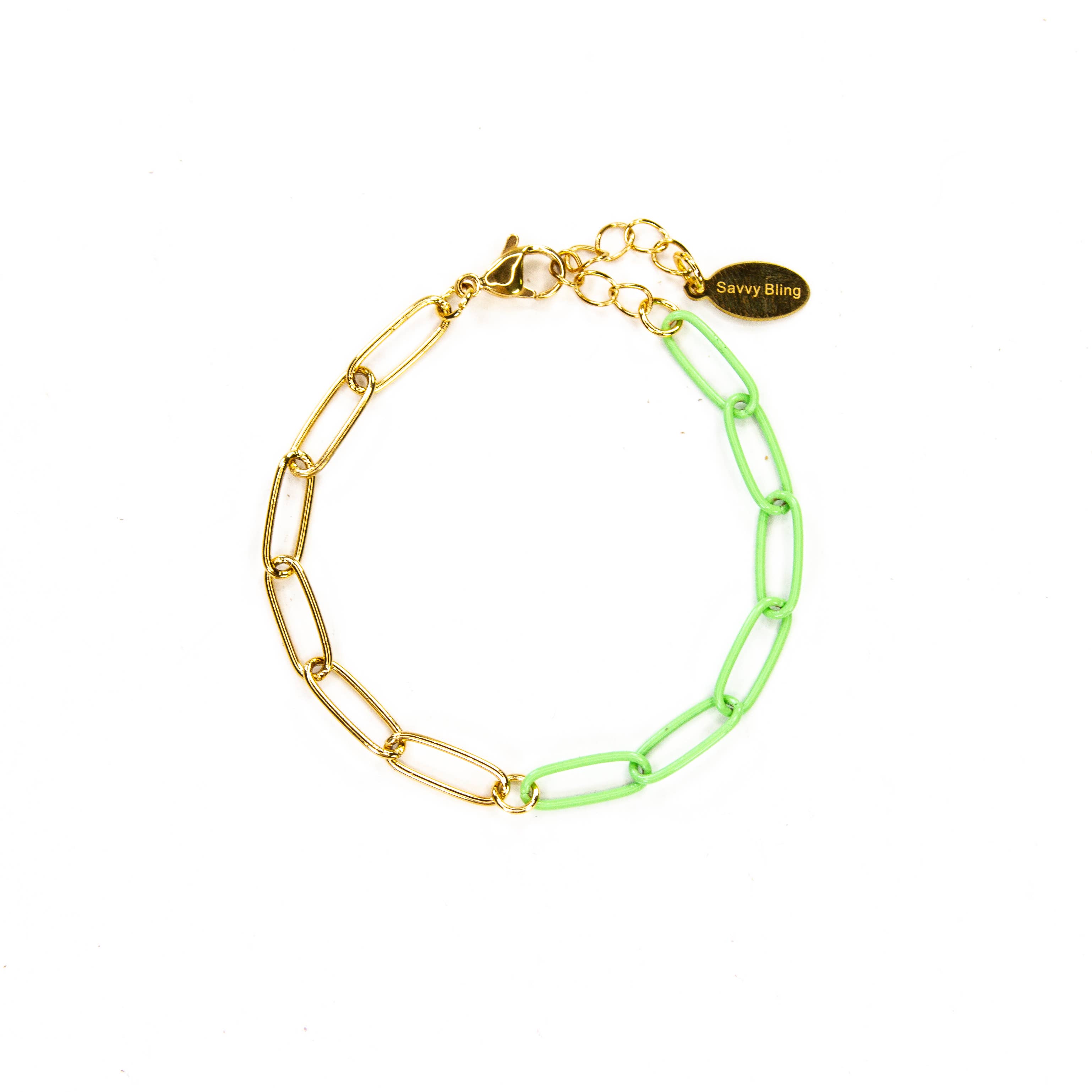 Savvy Bling - Wholesale Link & Chain Bracelet - Enamel 16+ Colors paperclip & Gold chain link bracelet20