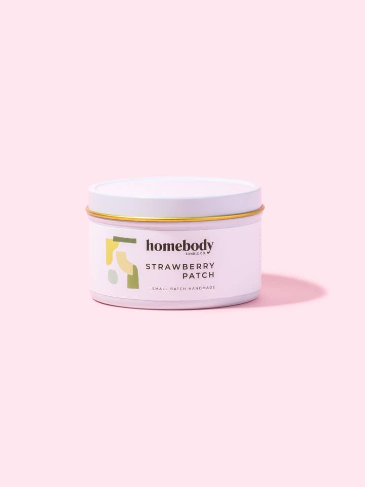 Strawberry Patch • candle tin for wholesale by Homebody Candle Co.