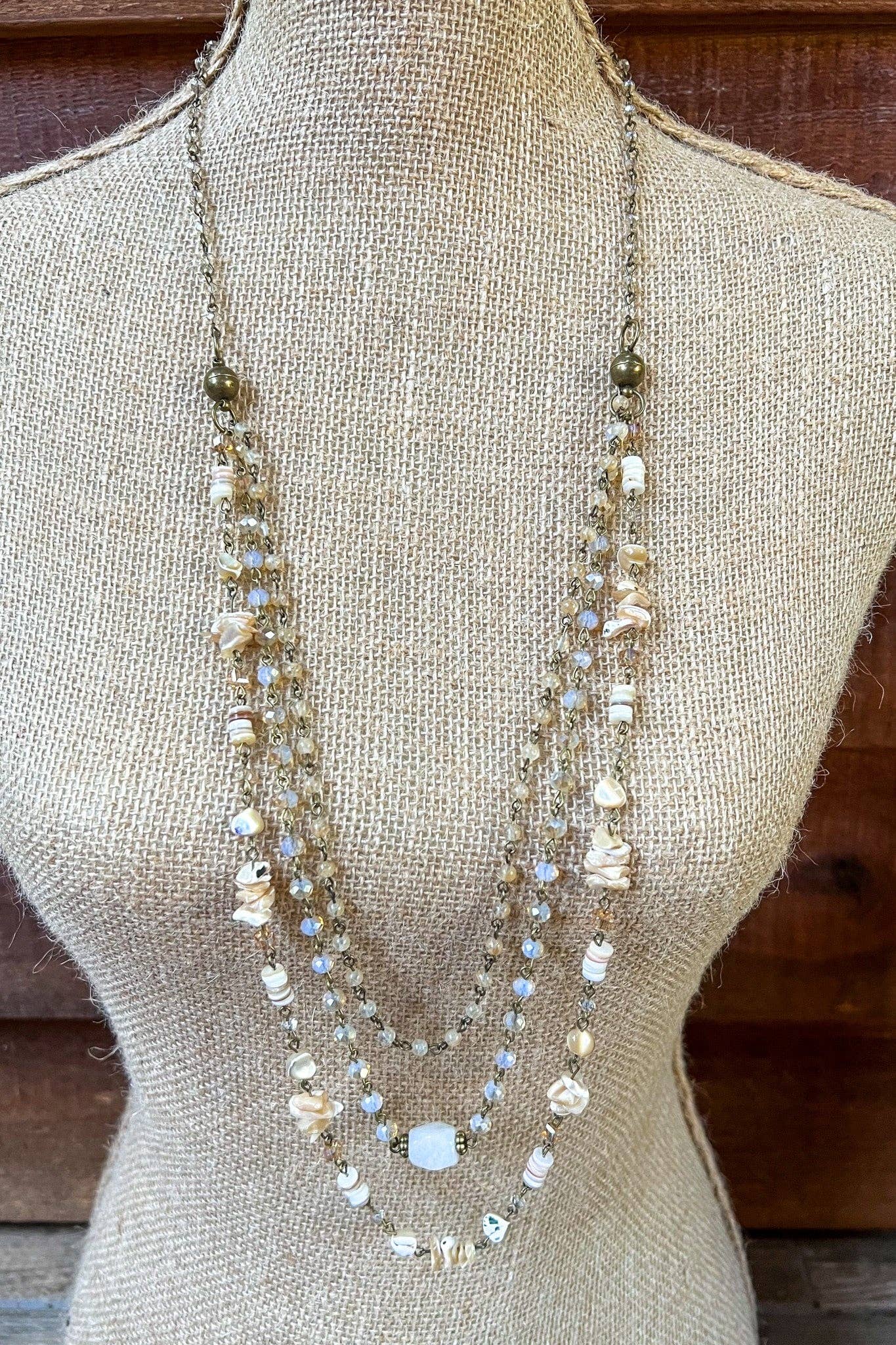 Dylan Designs - Wholesale Beaded/Pearl Necklace - Medina Necklace Beige1