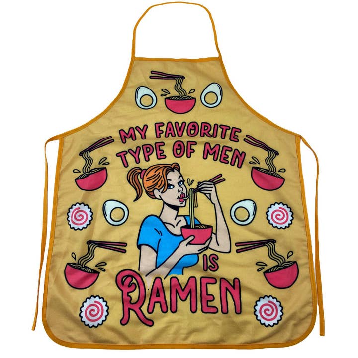 My Favorite Type Of Men Is Ramen Apron Kitchen Gift Fun for wholesale by Crazy Dog T-Shirts