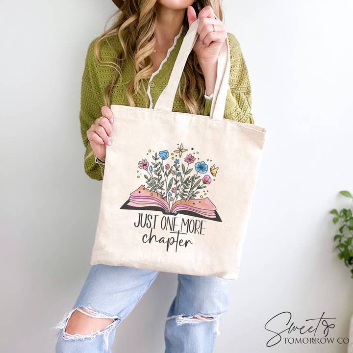 Cataleya Designs Studio LLC - Wholesale Tote Bag - Women's - Floral Book Just Cotton Canvas Tote Bag Medium Grocery Bag