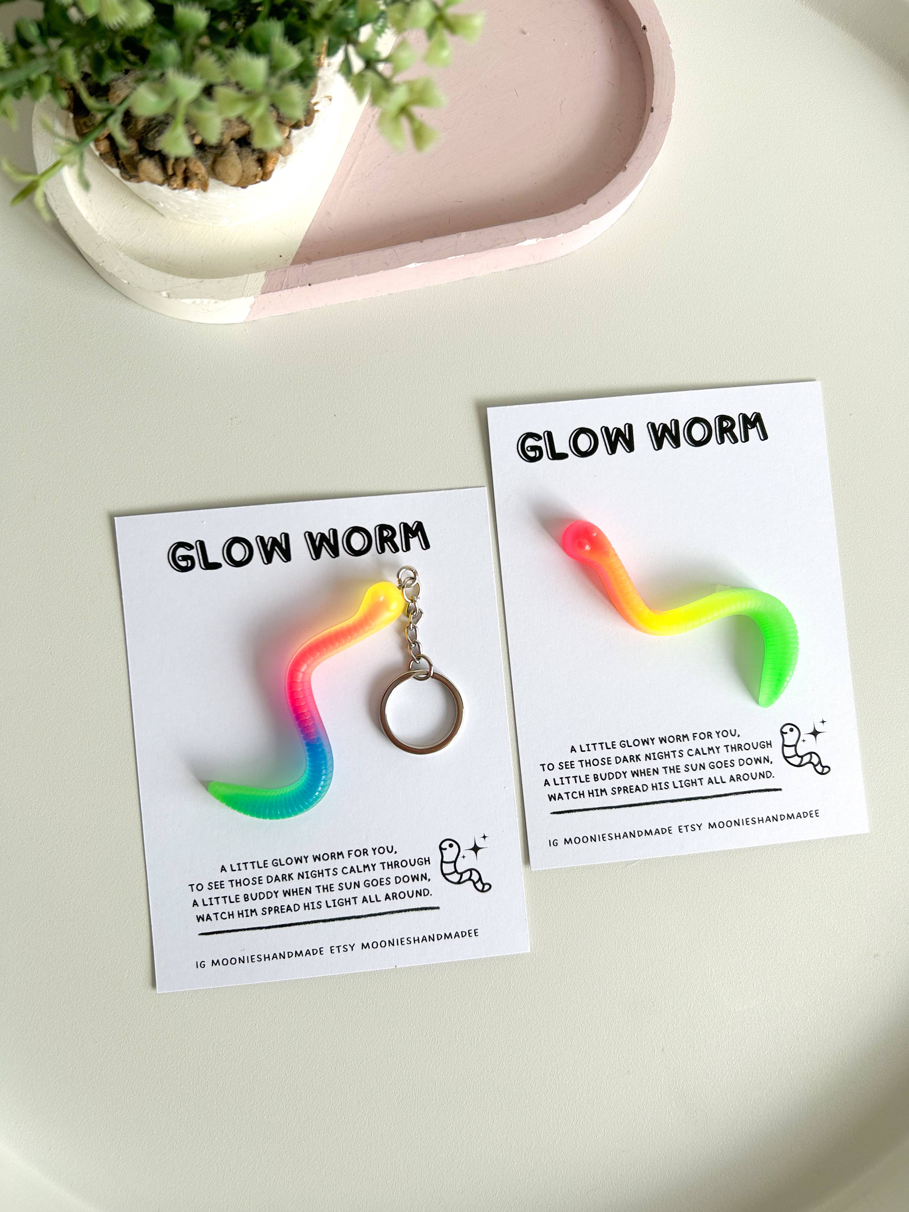 Moonieshandmade – wholesale Keychain – Unisex – Glow Worm Keychains, Glow In The Dark Keyrings, Worm Keyring1