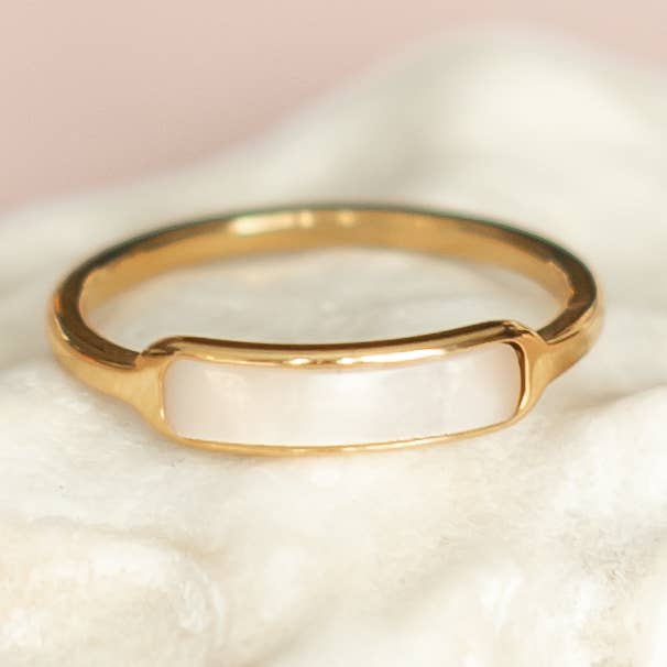 Lumi + Sol - Wholesale Band/Stacked Ring - Lane Shell Band Gold Ring