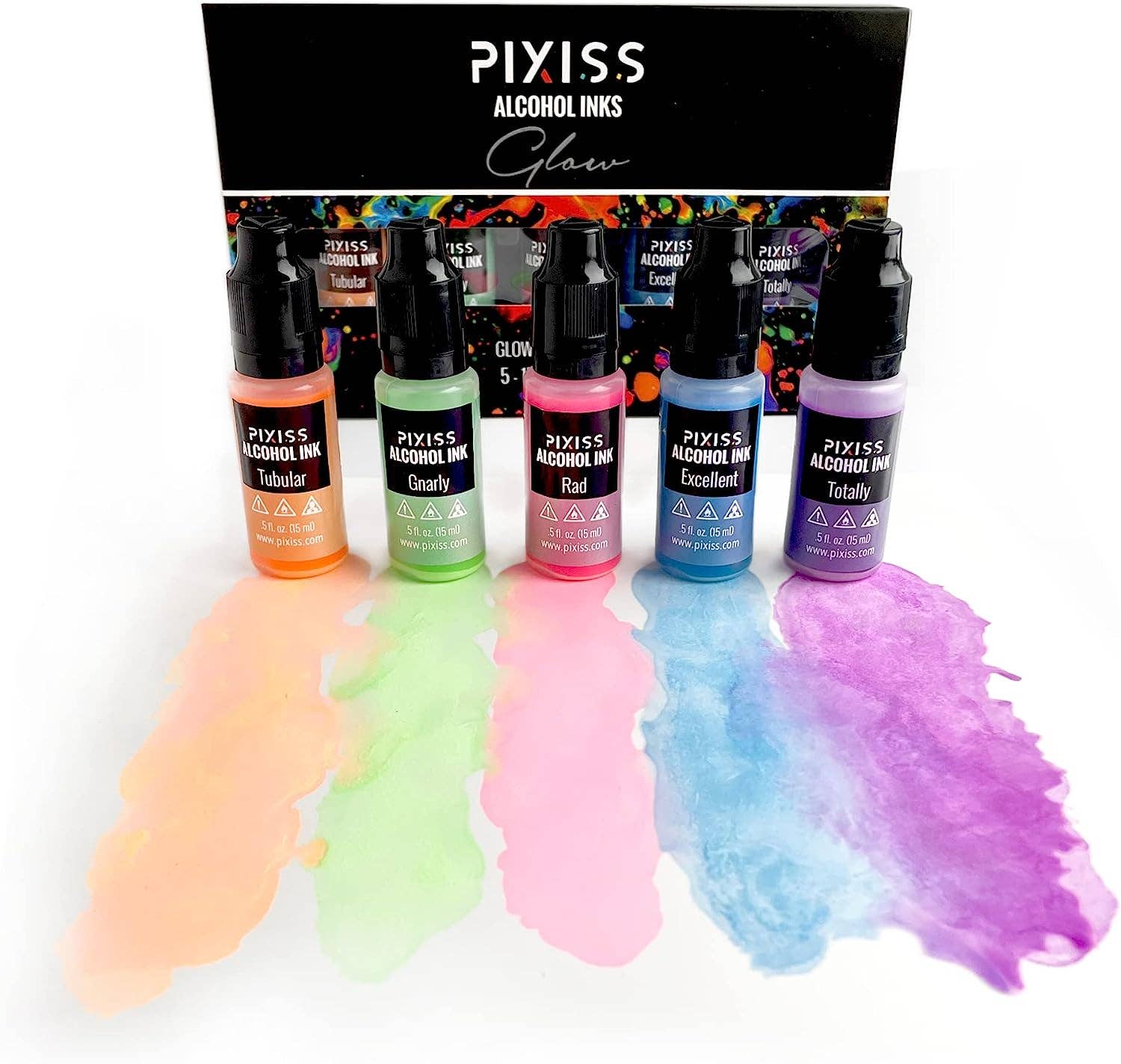 Pixiss - Wholesale Craft Supplies - PIXISS Alcohol Ink Set of 5 - Glow In The Dark6
