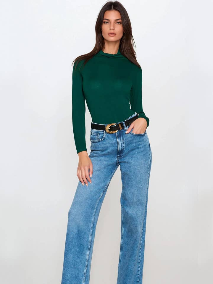 Green Turtleneck Long Sleeve Top for wholesale by Aftershock London