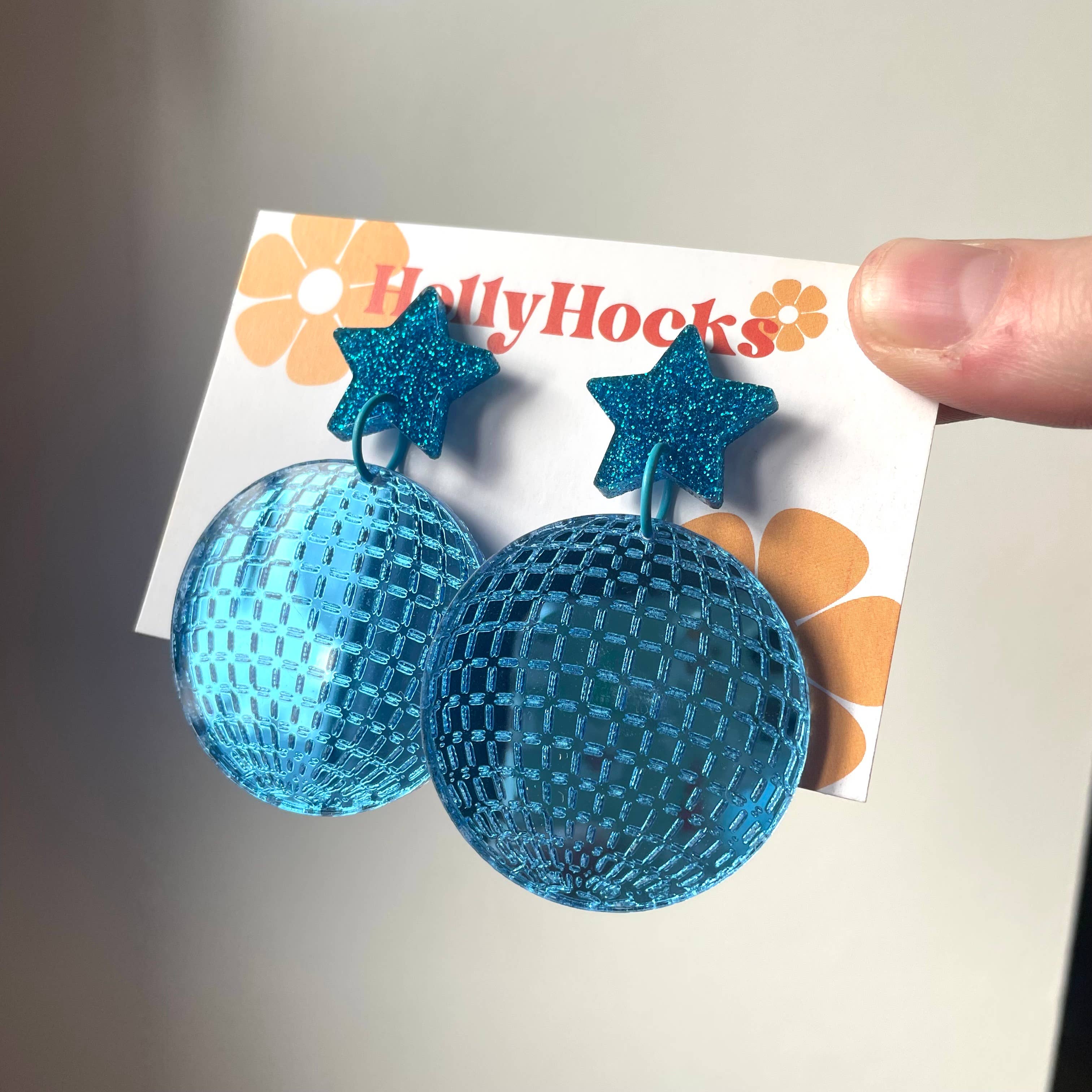 HollyHocks Jewellery – wholesale Dangle earrings – Disco Ball Lasercut Acrylic Earrings6