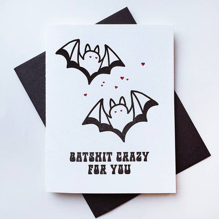 Batshit Crazy For You - Love and Valentine Anniversary Card for wholesale by Steel Petal Press