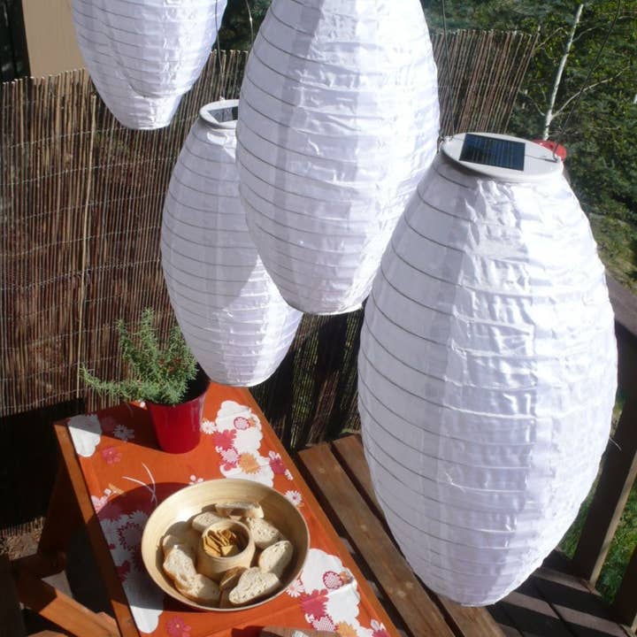 Allsop Home & Garden - Wholesale Lantern - Soji Nylon Pod 15" Solar Lantern - White