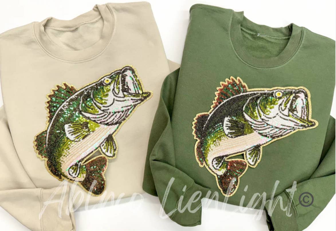 ABLNco - Wholesale Sweatshirt - Women's - Bass Fishing Sequins Patch Sweatshirt 1