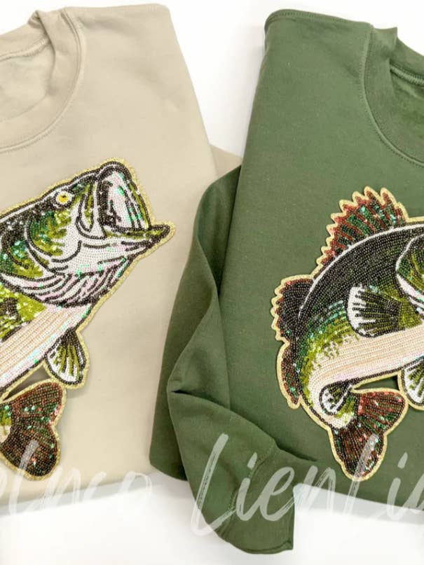 ABLNco - Wholesale Sweatshirt - Women's - Bass Fishing Sequins Patch Sweatshirt 1