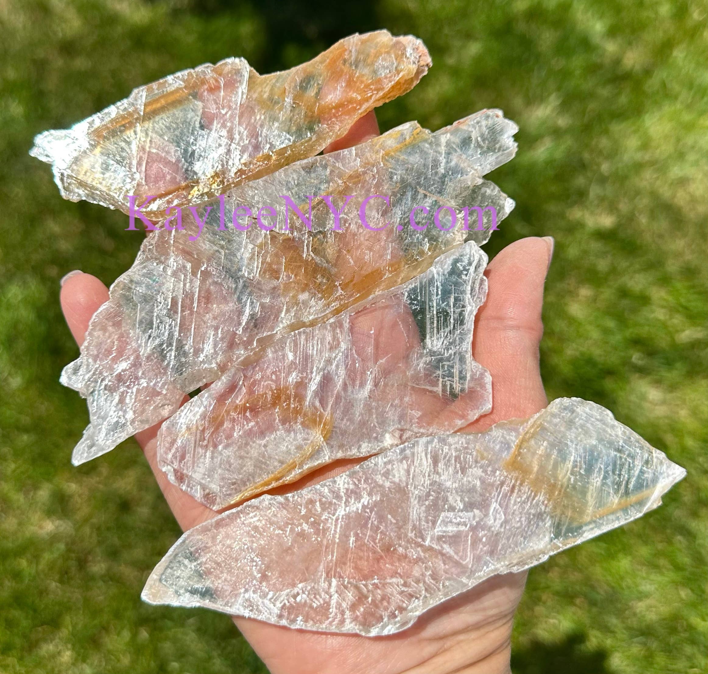 KayleeNYC - Wholesale Spiritual Stone/Crystal - 2 Lbs Natural Golden Phantom Selenite Crystal Raw Healing2