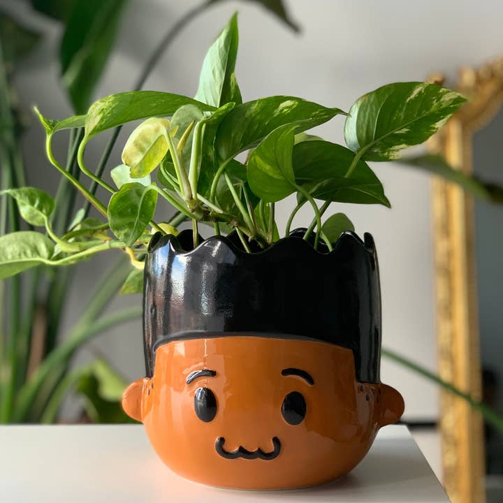 Zuri & Dre - Wholesale Plant Pot - Ceramic Boy Head Planter for 5-inch Pot (Dre Doll)4