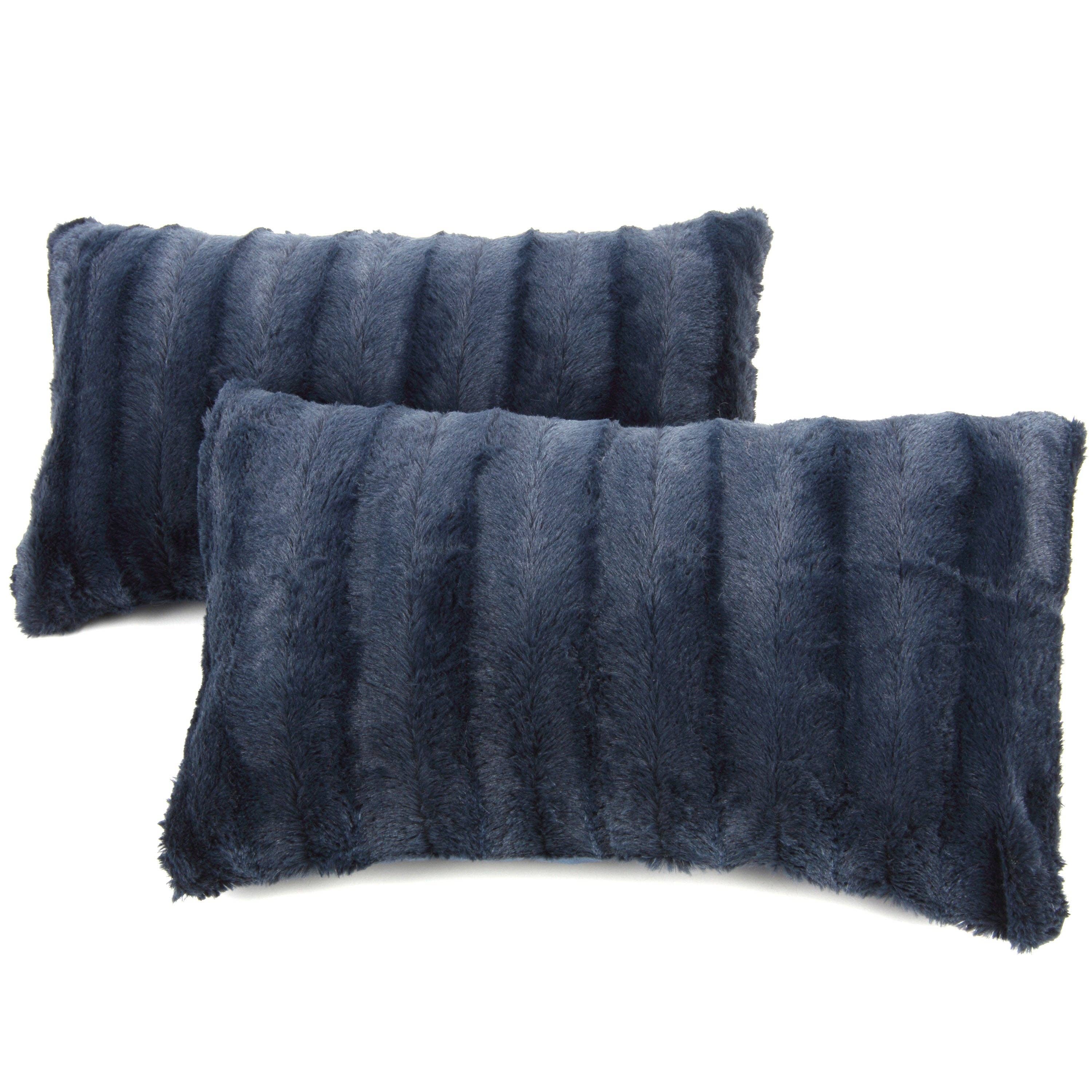 Cheer Collection - Wholesale Throw/Decorative Pillow - 2-Pack Reversible 12"x20" Faux Fur and Microplush Pillows7