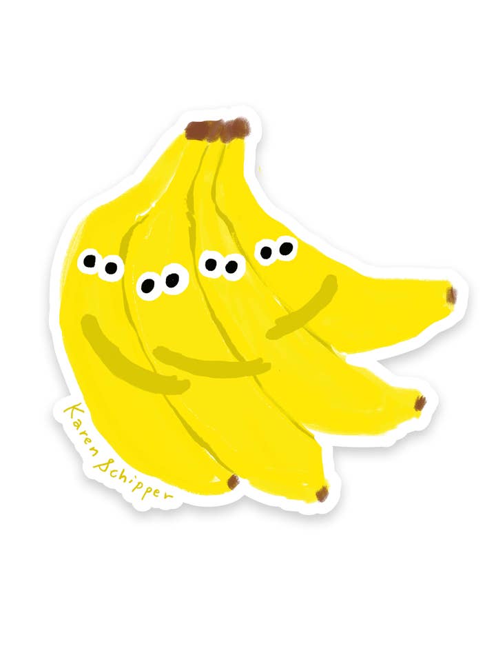 Banana Group Hug Sticker – Funny Sticker for wholesale by Karen Schipper