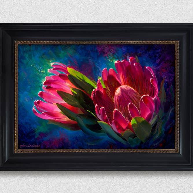 Whitworth Gallery - Wholesale Art Print - Sunlit Protea - Signed Artist Canvas of Tropical Protea Flower Painting4