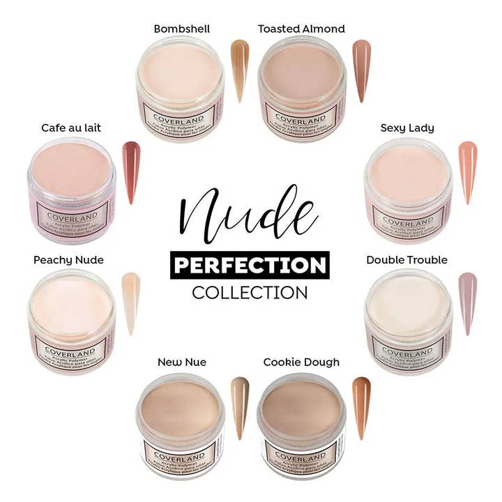 Coverland Acrylic Powder Collection (8 x 3.5oz) "Nude Perfection" for wholesale by Tones Acrylics | Gels | Nail Art | Nail Tools & Accessories