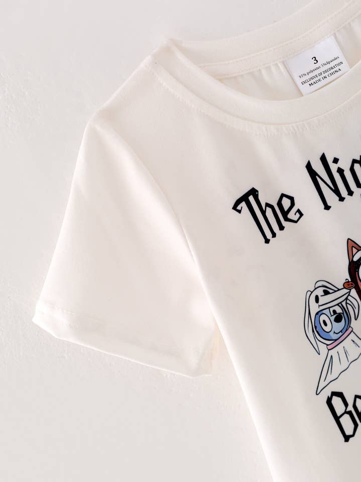 Rylee Faith Designs - Vente Ensemble haut et pantalon – enfant - Tenue avec haut à imprimé lettre de dessin animé pour filles + pantalon évasé.3