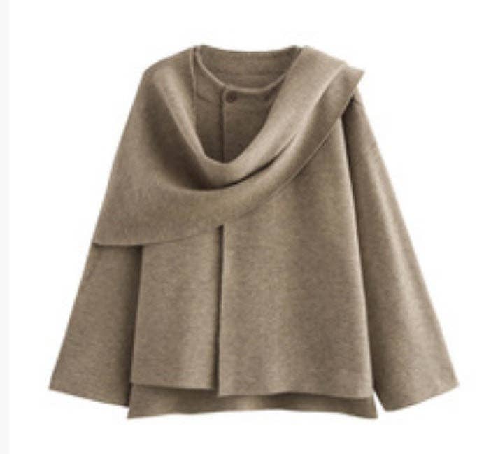 SALINA TRADING INC – wholesale Jacket – Women's – Asymmetrical Knitted Jacket With Scarf For Women4