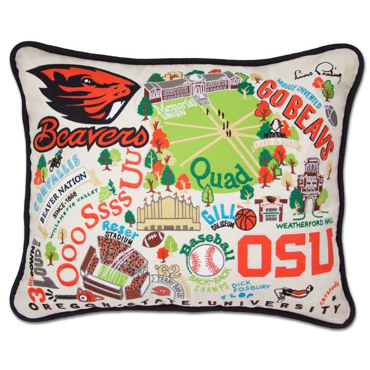 Oregon State University Collegiate Embroidered Pillow for wholesale by catstudio