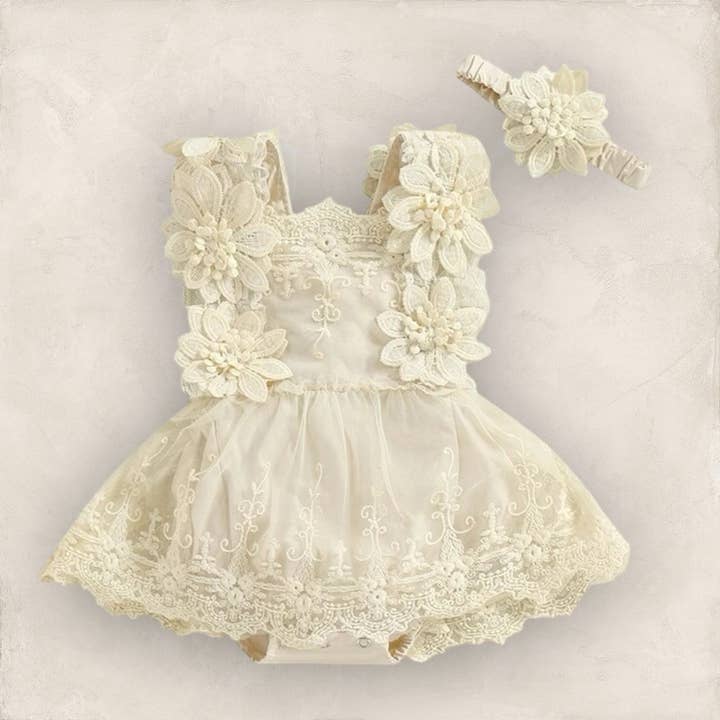 Dalhia | Lace Romper Dress for wholesale by Bodoke Kids Boutique