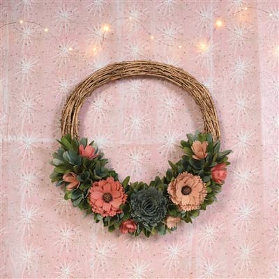 HomArt - Wholesale Wreath - Wood Shaving Wreath - Lrg - Pinks2