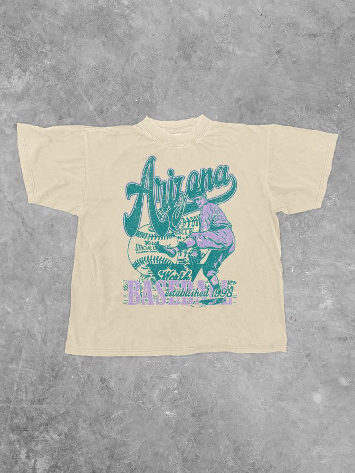 90's Arizona Baseball Boxy Cotton TShirt for wholesale by The Clandestine Underground